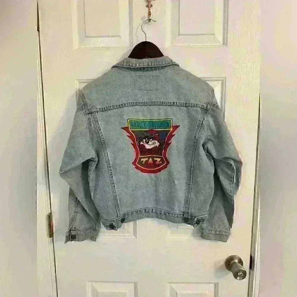 Harley Davidson jacket Acme Taz Vintage large denim jean blue